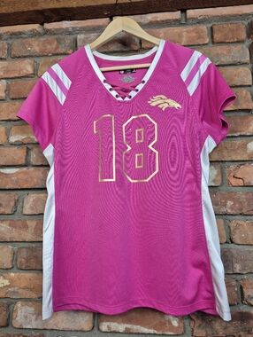 Denver Broncos Peyton Manning #18 Pink Bedazzled NFL Jersey Women’s XL